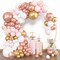 153pcs Rose Gold Balloon Garland Arch Kit, Different Sizes 18 12 10 5 inch Pink White Gold Latex Metallic Confetti Balloons